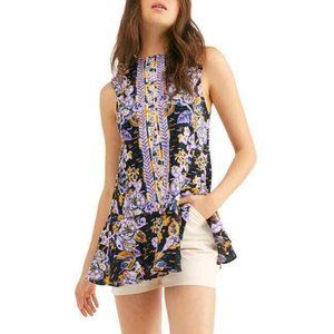 Free People Tunic Tank Top Multicolor Boho Floral  Size Small